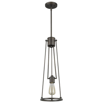 Jade 1-Light Oil-Rubbed Bronze Pendant With Vertical Structural Frames
