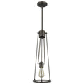 Jade 1-Light Oil-Rubbed Bronze Pendant With Vertical Structural Frames