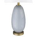 29" Light Gray Glass Table Lamp With White Drum Shade