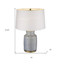 27" Gray Ceramic Table Lamp With White Empire Shade