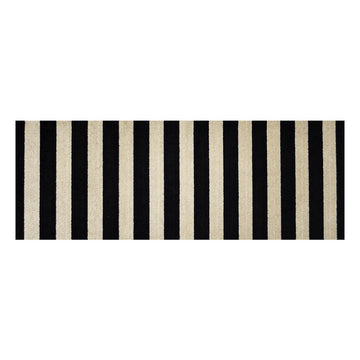 2' X 6' Black and Tan Wide Stripe Washable Runner Rug