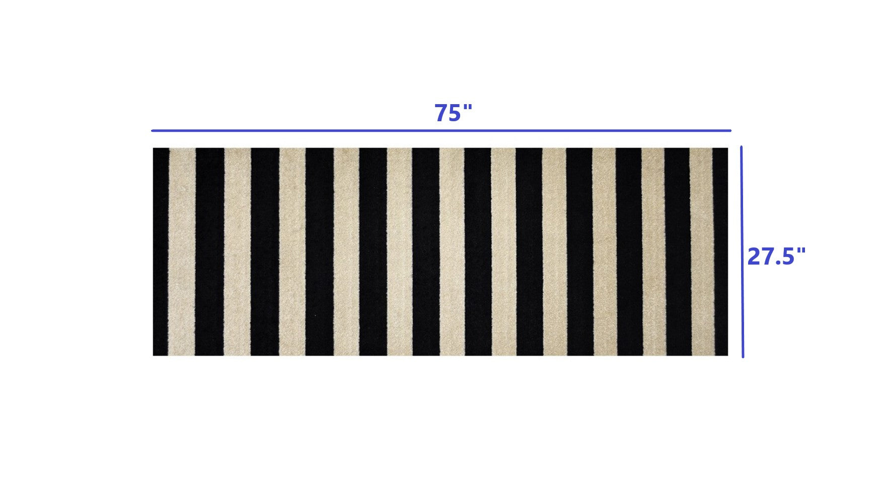 2' X 6' Black and Tan Wide Stripe Washable Runner Rug