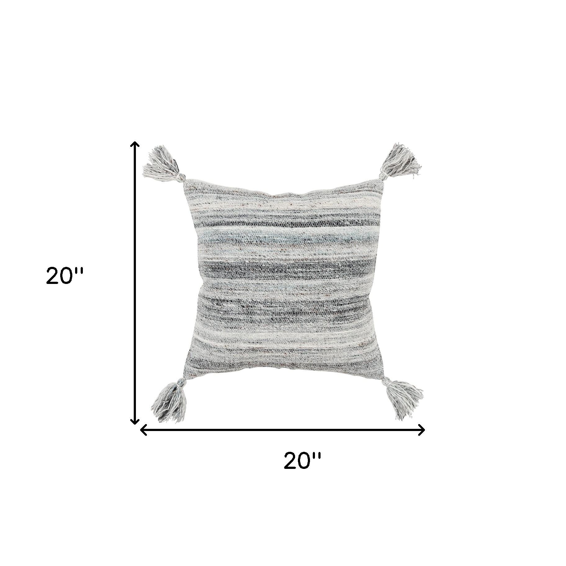 Set of Two 20" X 20" Gray Indoor Outdoor Throw Pillow Cover & Insert