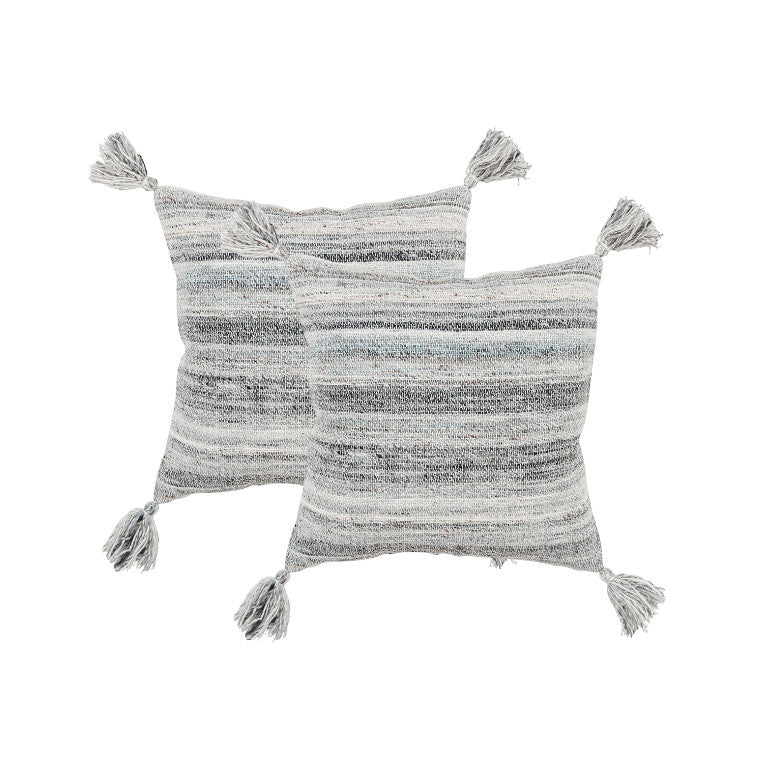 Set of Two 20" X 20" Gray Indoor Outdoor Throw Pillow Cover & Insert
