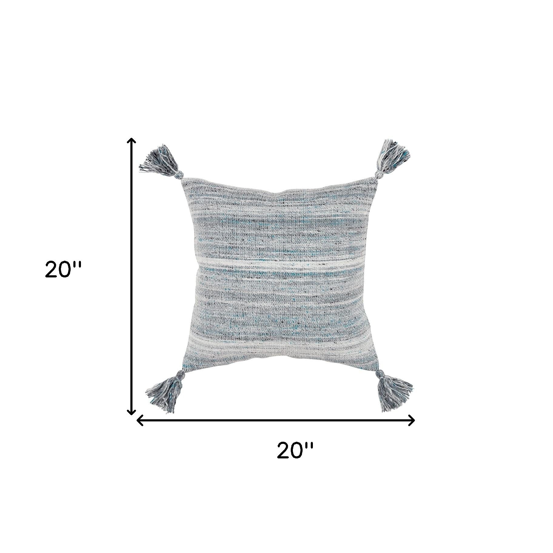 Set of Two 20" X 20" Gray Indoor Outdoor Throw Pillow Cover & Insert