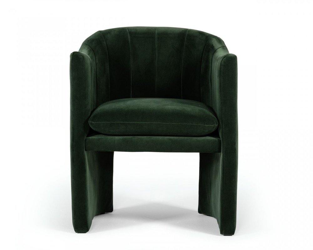Green Upholstered Velvet Dining Arm Chair