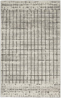 3' X 5' Ivory And Grey Abstract Power Loom Distressed Non Skid Area Rug