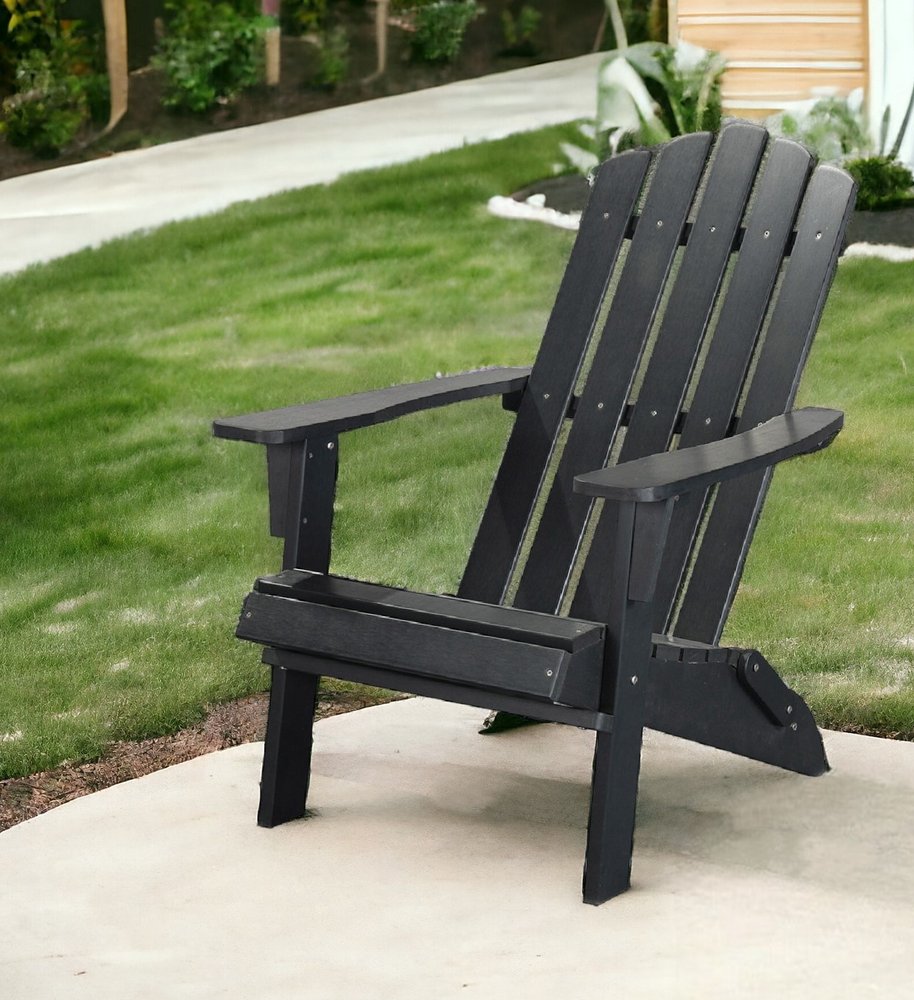 29" Black Heavy Duty Plastic Indoor Outdoor Adirondack Chair