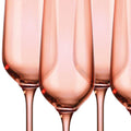 Set of Four Coral Crystal Narrowing Shape Stemmed Flute