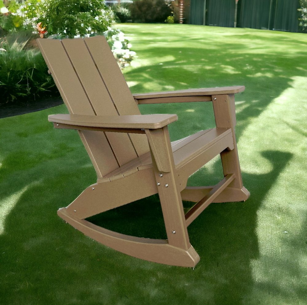 38" Brown Heavy Duty Plastic Indoor Outdoor Rocking Chair