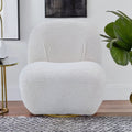 32" White Sherpa Swivel Slipper Chair