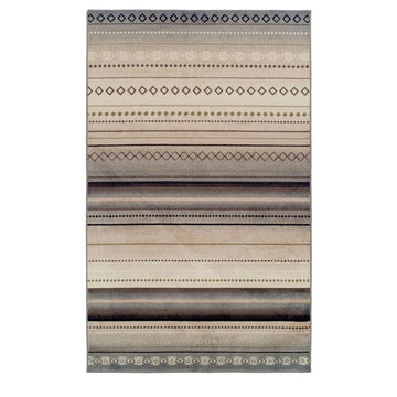 4' X 6' Gray Brown And Ivory Geometric Area Rug
