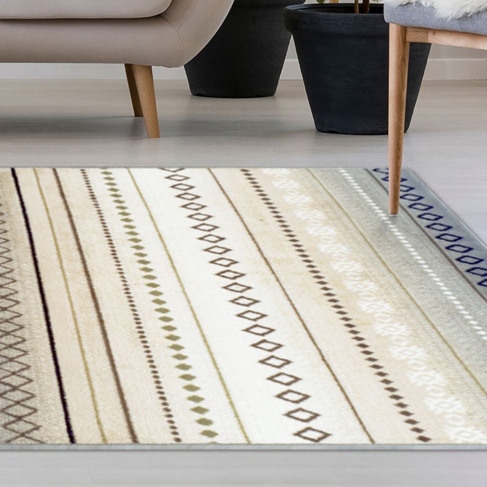 8' X 10' Gray Brown And Ivory Geometric Area Rug