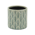 6" Green Geometric Ceramic Indoor Outdoor Round Pot Planter