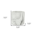 6" White and Gray Marbleized Ceramic Indoor Outdoor Round Pot Planter