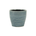 6" Blue Striped Ceramic Indoor Outdoor Round Pot Planter