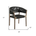 Set of Two 26" Black and Natural Wood Solid Wood Outdoor Dining Chair