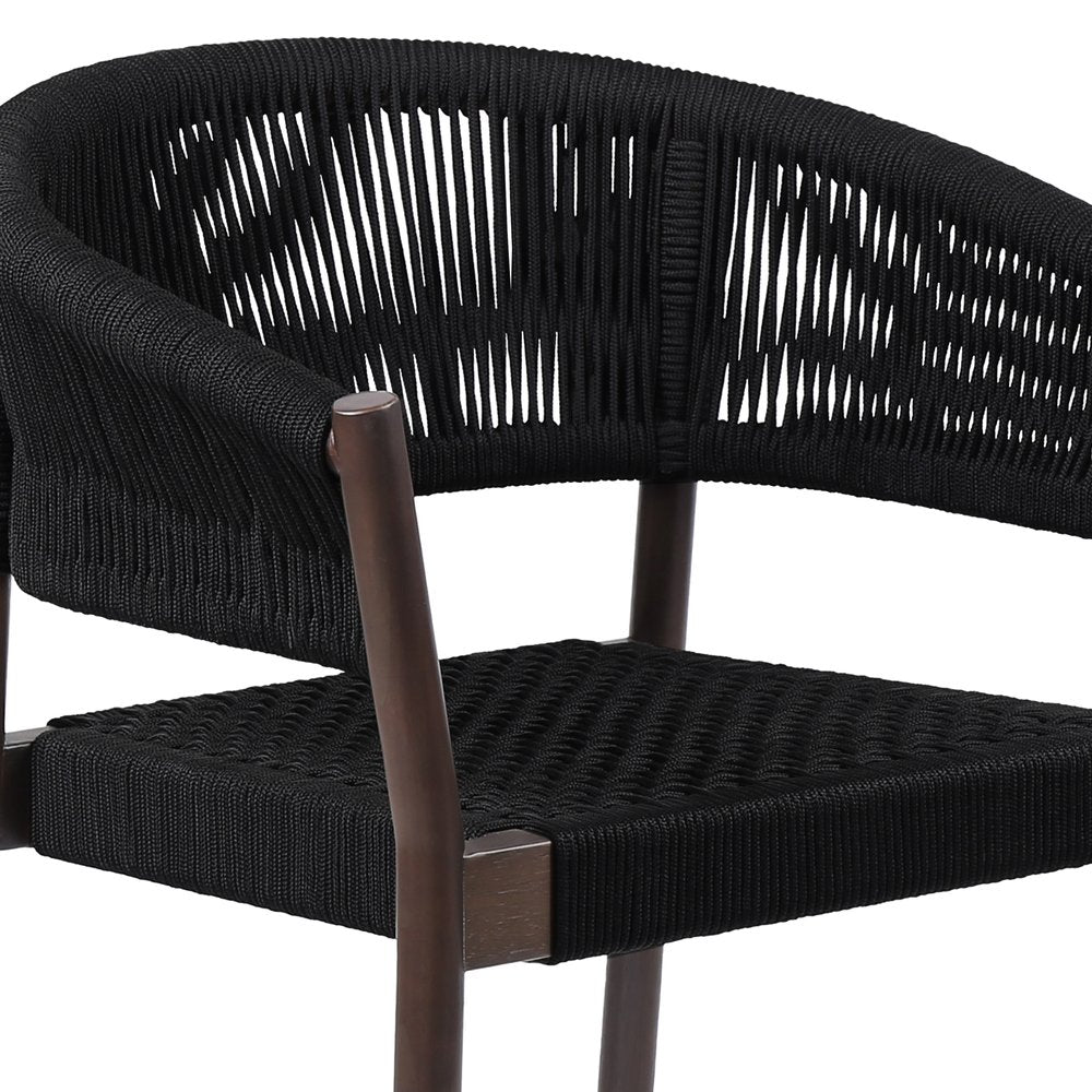 Set of Two 26" Black Solid Wood Outdoor Dining Chair