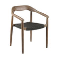 Set of Two 22" Black and Natural Wood Solid Wood Outdoor Dining Chair
