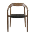 Set of Two 22" Black and Natural Wood Solid Wood Outdoor Dining Chair