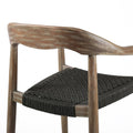 Set of Two 22" Black and Natural Wood Solid Wood Outdoor Dining Chair