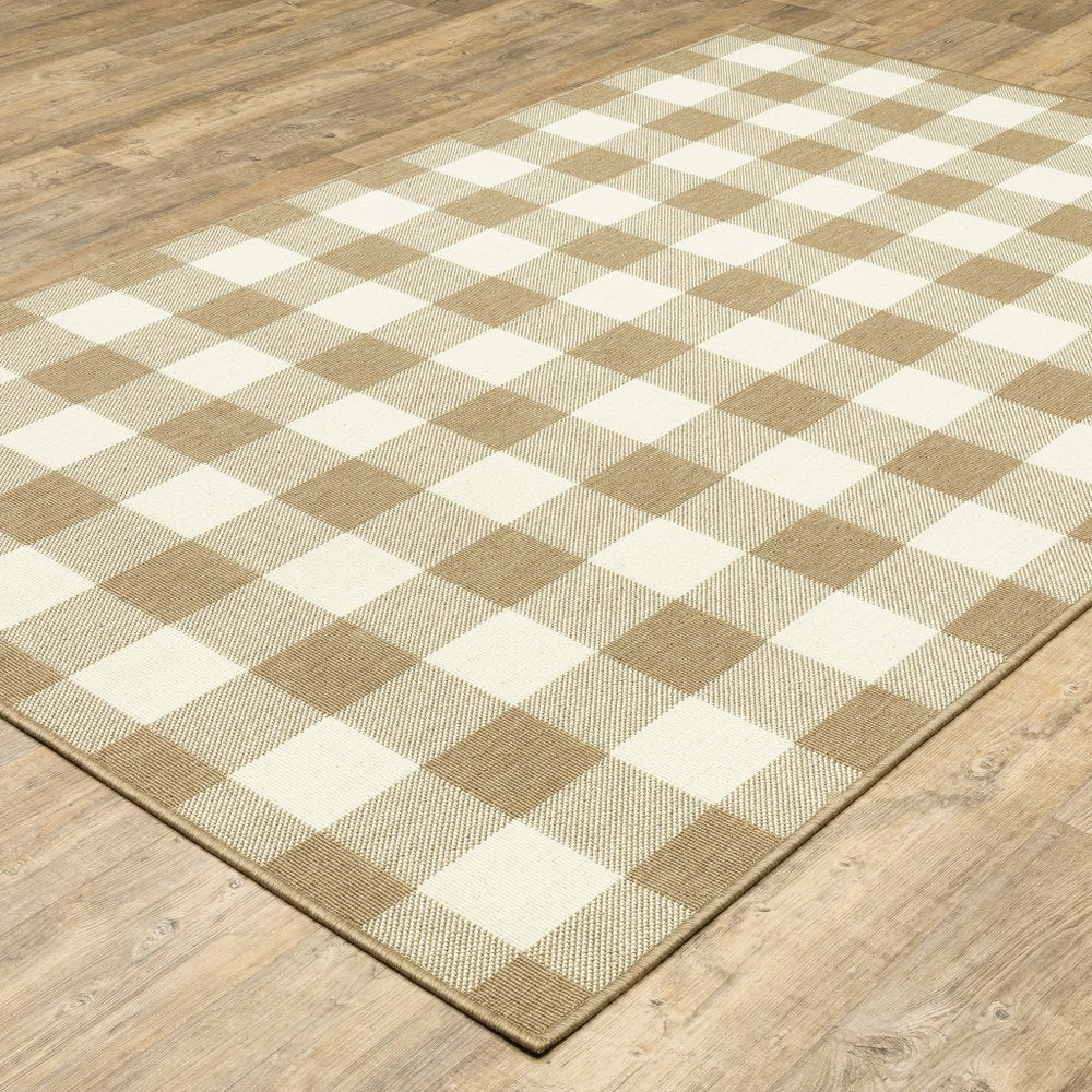 9' X 13' Red And Ivory Geometric Indoor Outdoor Area Rug
