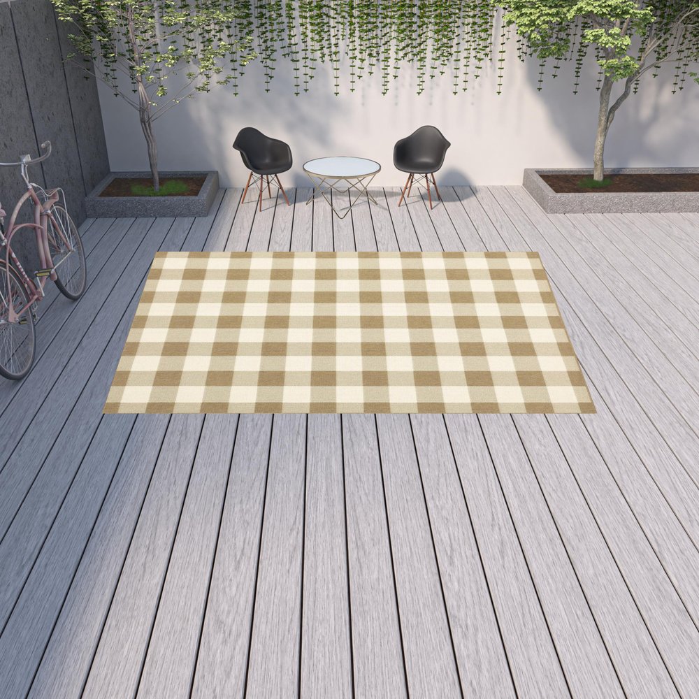 9' X 13' Red And Ivory Geometric Indoor Outdoor Area Rug