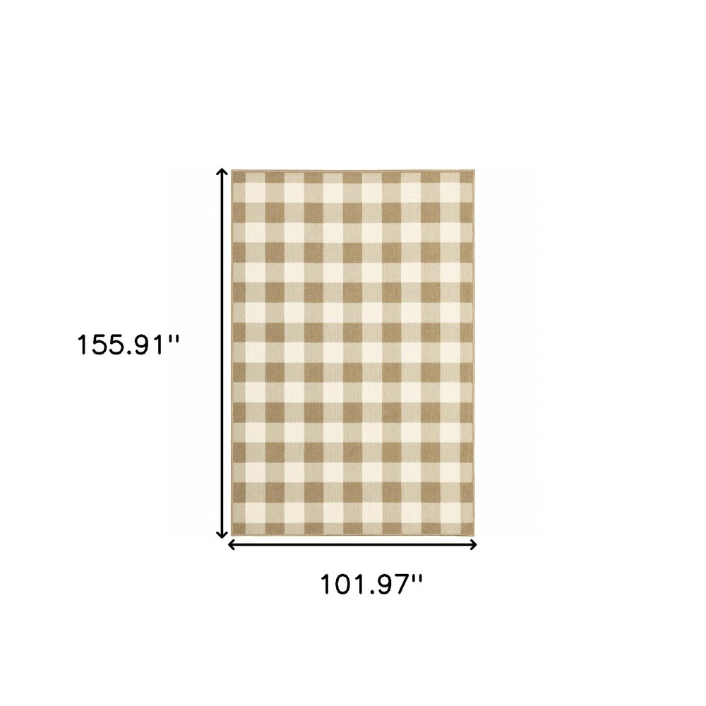 9' X 13' Red And Ivory Geometric Indoor Outdoor Area Rug