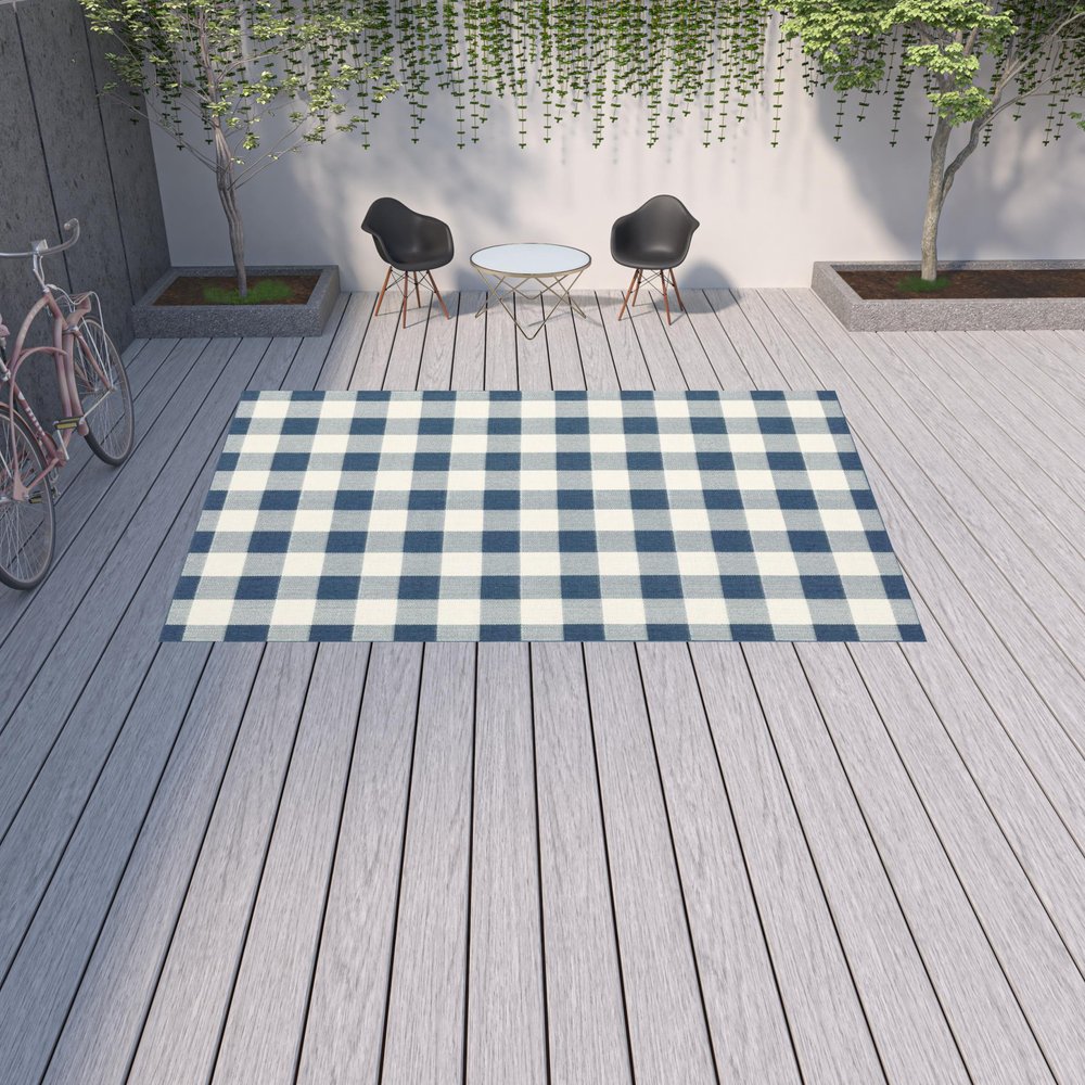 9' X 13' Red And Ivory Geometric Indoor Outdoor Area Rug