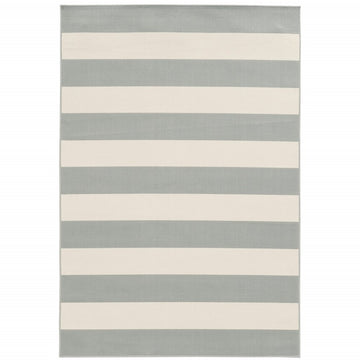 9' X 13' Gray and Ivory Geometric Stain Resistant Indoor Outdoor Area Rug