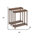 Set Of Two 24" Brown Wood Rectangular End Tables With Shelf