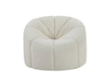 38" White and Black Sherpa Swivel Barrel Chair