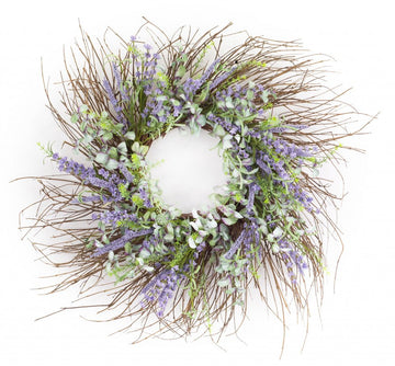 31" Purple Spring Twig And Mixed Assortment Artificial Wreath