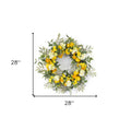 28" Green and Yellow Artificial Summer Lemon Wreath