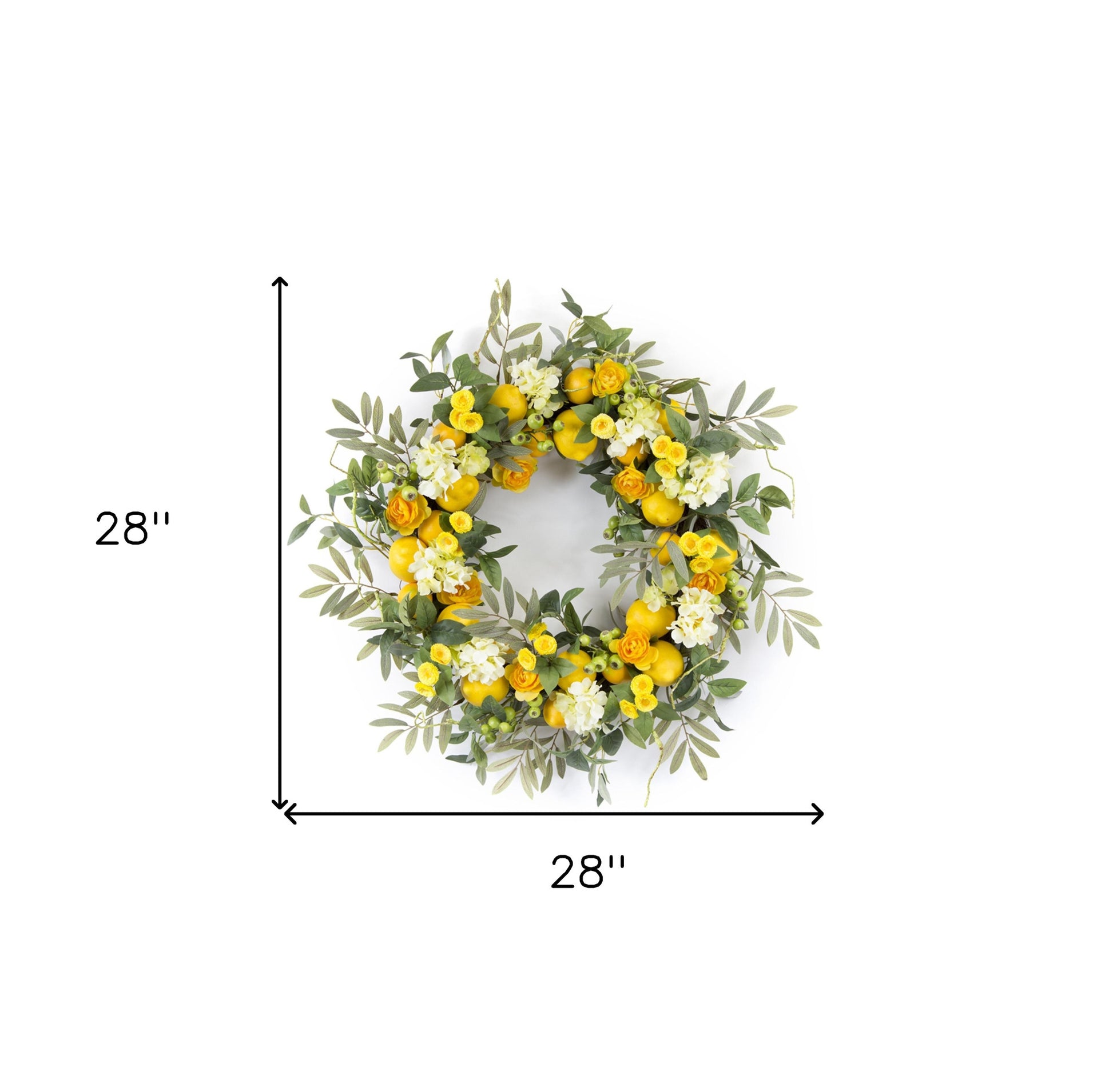28" Green and Yellow Artificial Summer Lemon Wreath