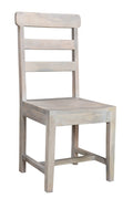 Set of Two White Wood Ladder Back Dining Side Chairs
