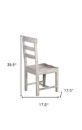 Set of Two White Wood Ladder Back Dining Side Chairs