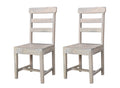 Set of Two White Wood Ladder Back Dining Side Chairs
