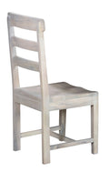 Set of Two White Wood Ladder Back Dining Side Chairs
