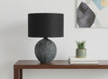 23" Black Ceramic Round Table Lamp With Black Drum Shade