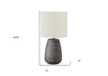 19" Gray Ceramic Round Table Lamp With Ivory Drum Shade