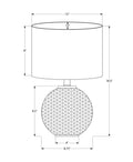 19" Gray Round Table Lamp With Ivory Drum Shade