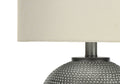 19" Gray Round Table Lamp With Ivory Drum Shade