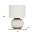 21" Cream Ceramic Round Table Lamp With Cream Drum Shade