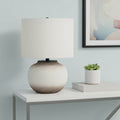 21" Cream Ceramic Round Table Lamp With Cream Drum Shade