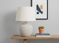 22" Cream Concrete Urn Table Lamp With Cream Abstract Empire Shade
