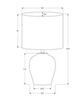 17" Black Ceramic Round Table Lamp With Ivory Drum Shade
