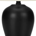 17" Black Ceramic Round Table Lamp With Ivory Drum Shade