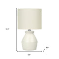 17" Cream Ceramic Geometric Table Lamp With Cream Drum Shade