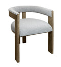 Gray and Brown Upholstered Boucle Open Back Dining Arm Chair